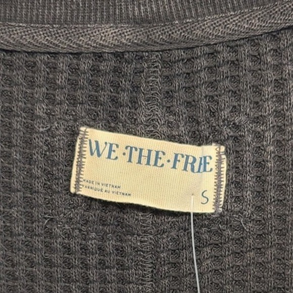 We The Free Women's Oversized Travis Polo Waffle Knit Top in Charcoal Black S - Picture 8 of 9